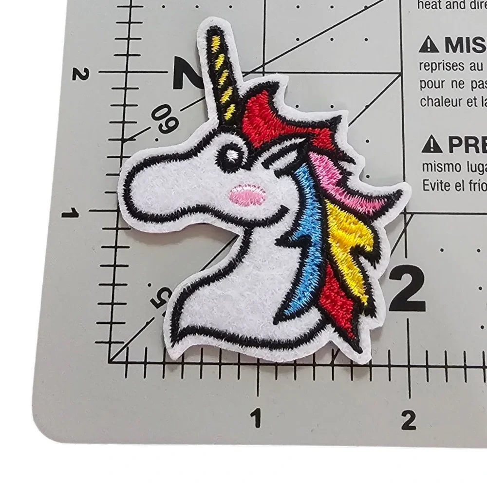 Iron On Patch Unicorn White Rainbow Cartoon Clothing Decal Embroidery